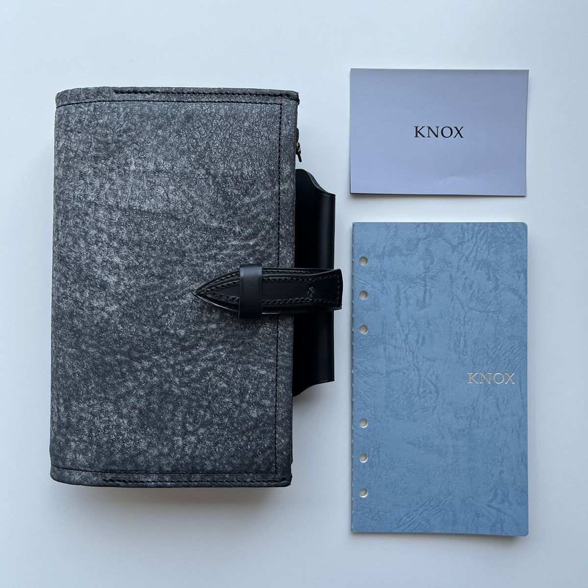 KNOX システム手帳 バイブルサイズ フラクト ベルト付き ブラック
